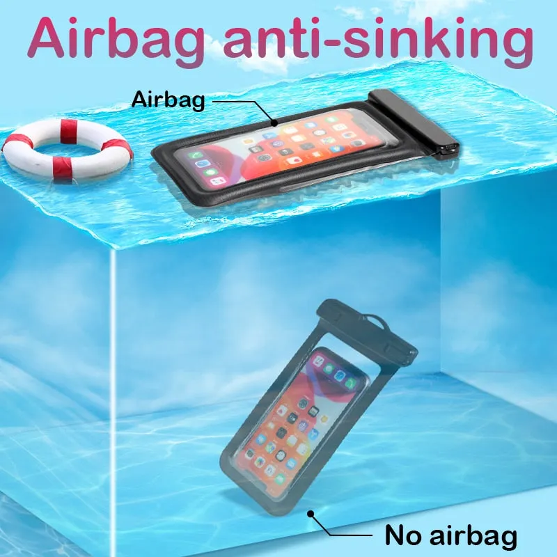 Floating Airbag Waterproof Swim Bag Beach Travel Phone Case For iPhone 11 12 13 14 Pro Max Samsung S23 S22  Cover