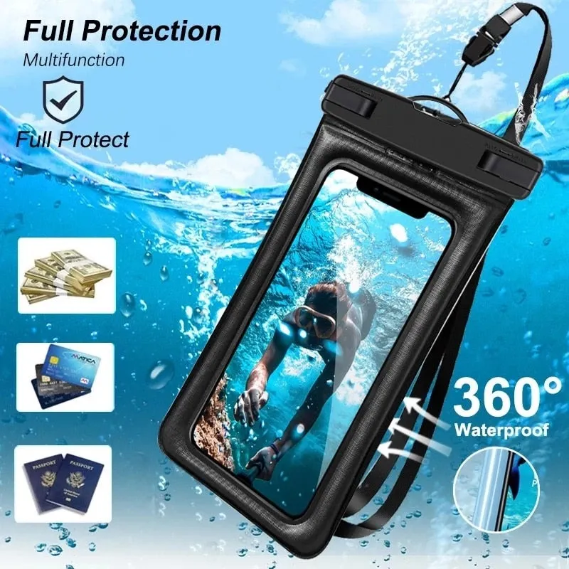 Floating Airbag Waterproof Swim Bag Beach Travel Phone Case For iPhone 11 12 13 14 Pro Max Samsung S23 S22  Cover