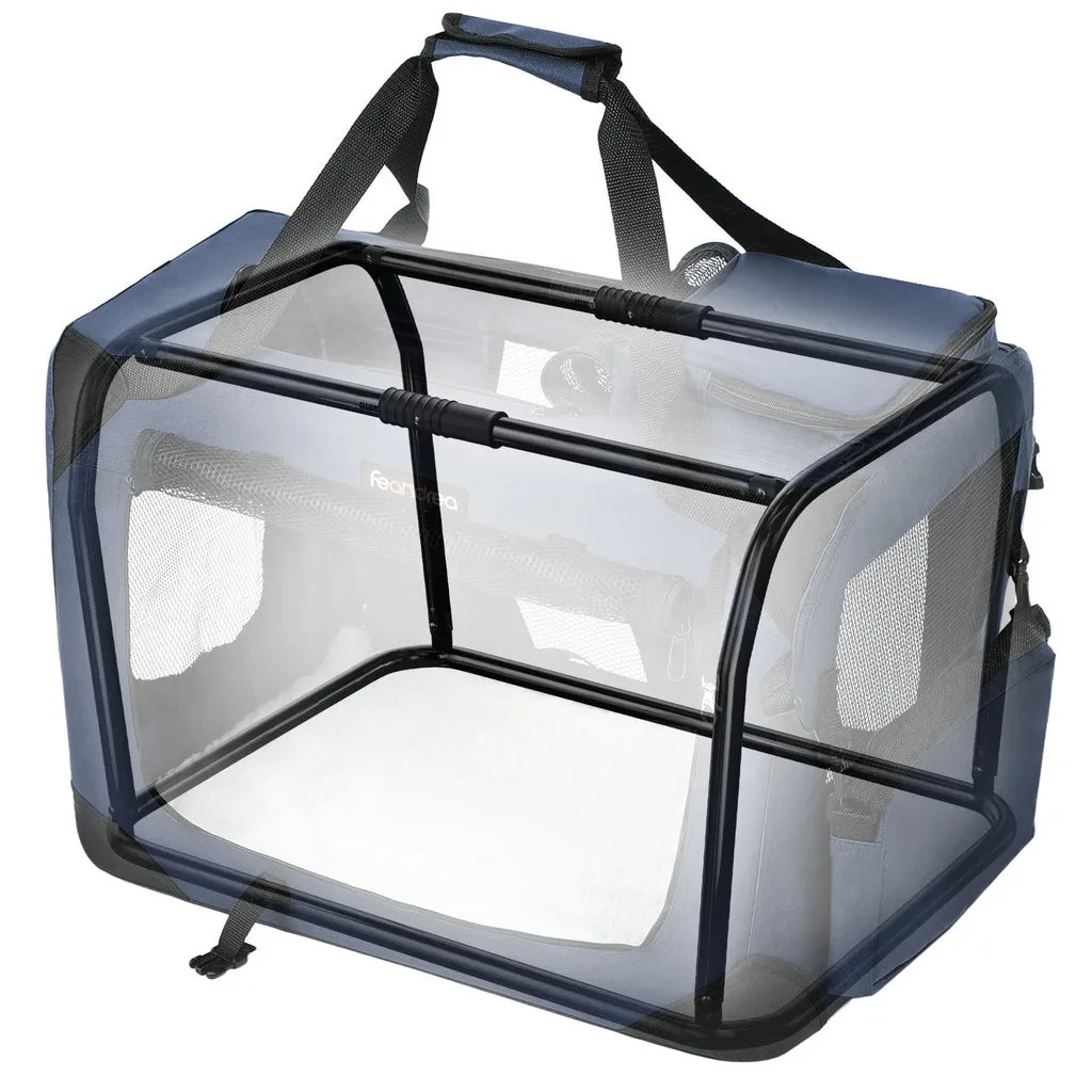 Folding Dog Carrier Fabric Kennel with Mesh Windows, 60cm by FEANDREA