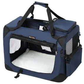 Folding Dog Carrier Fabric Kennel with Mesh Windows, 60cm by FEANDREA