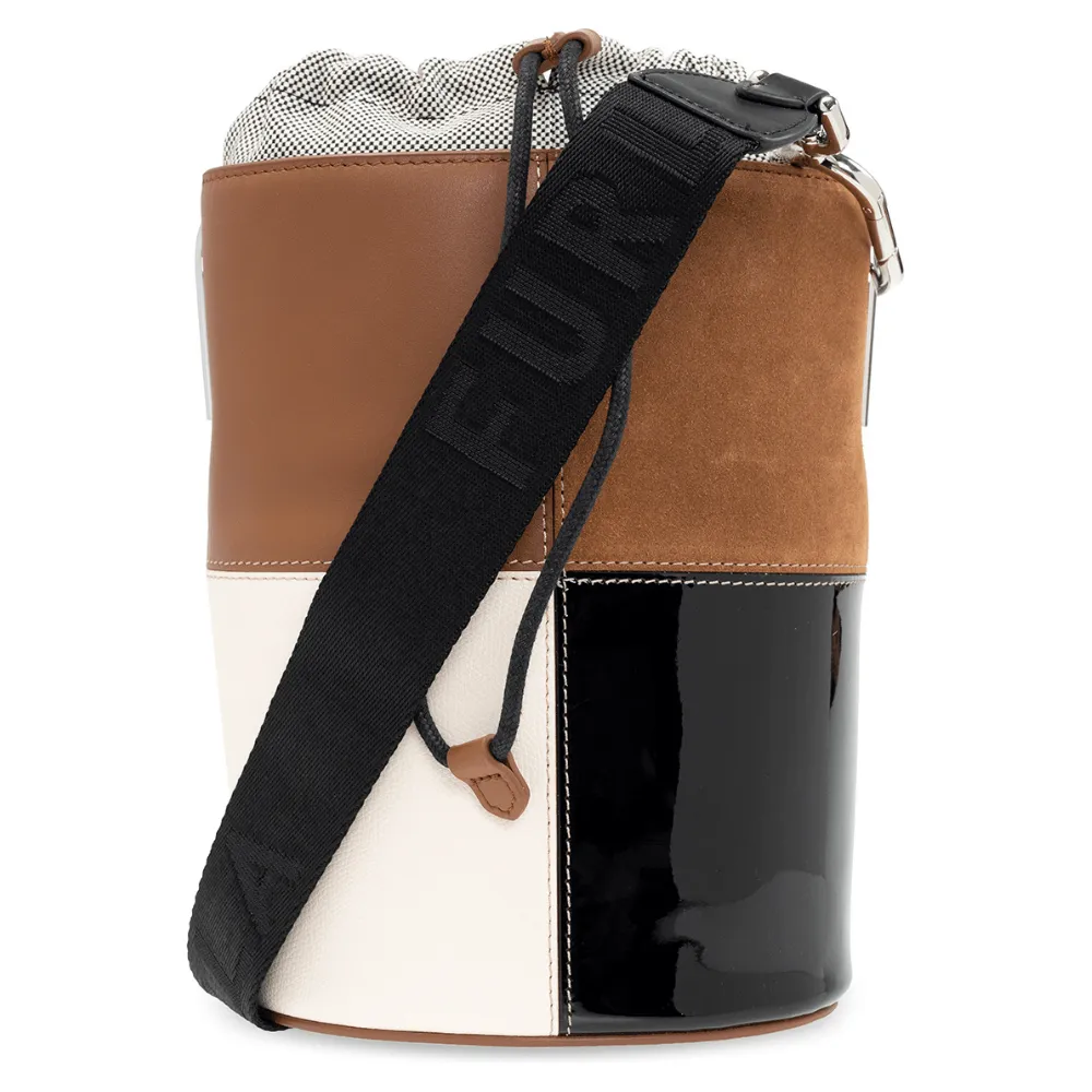 Furla Lipari Small Bucket Bag - Cognac, Black & Cream