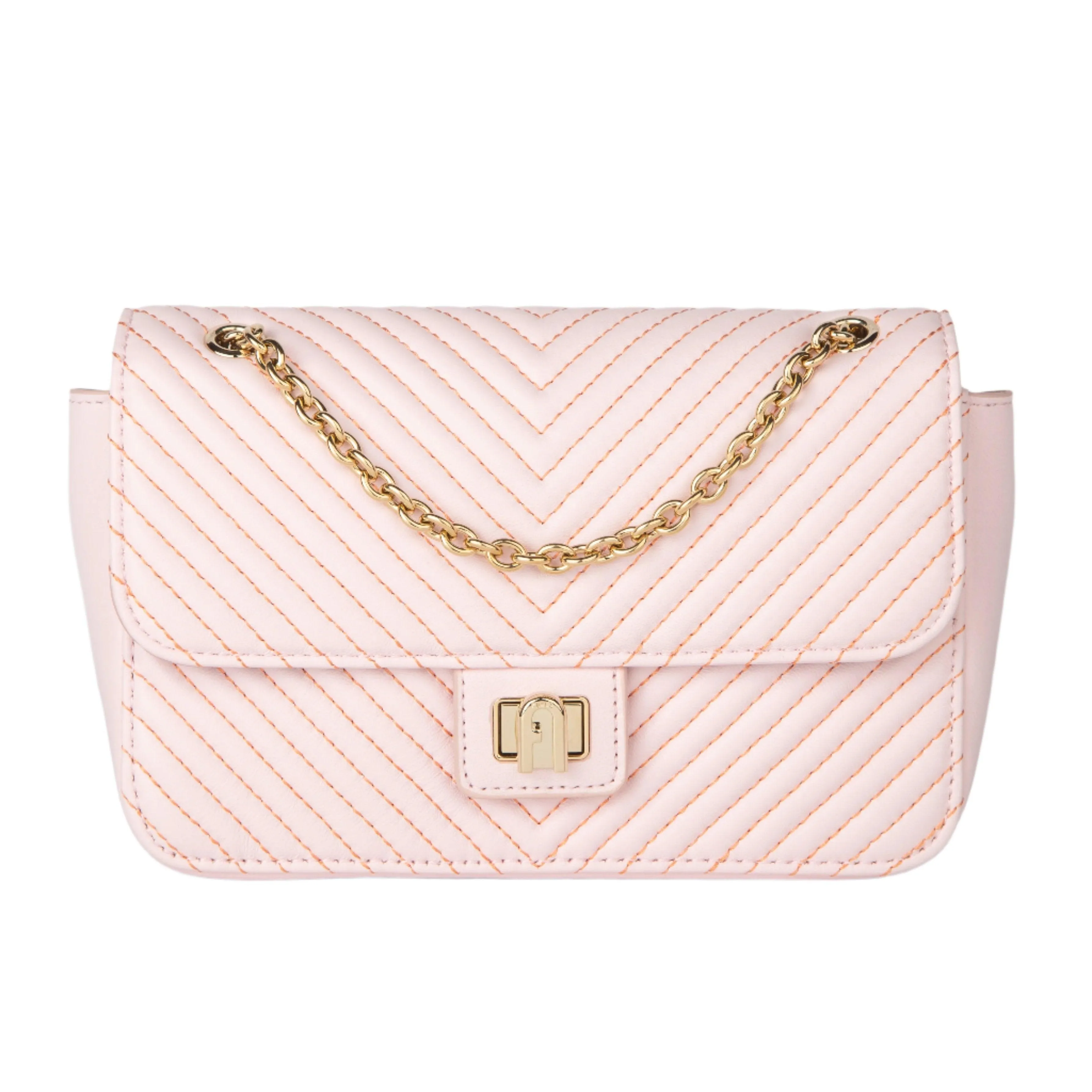 Furla Pop Star Crossbody - Nappa Burnish Pastel Pink and Gold