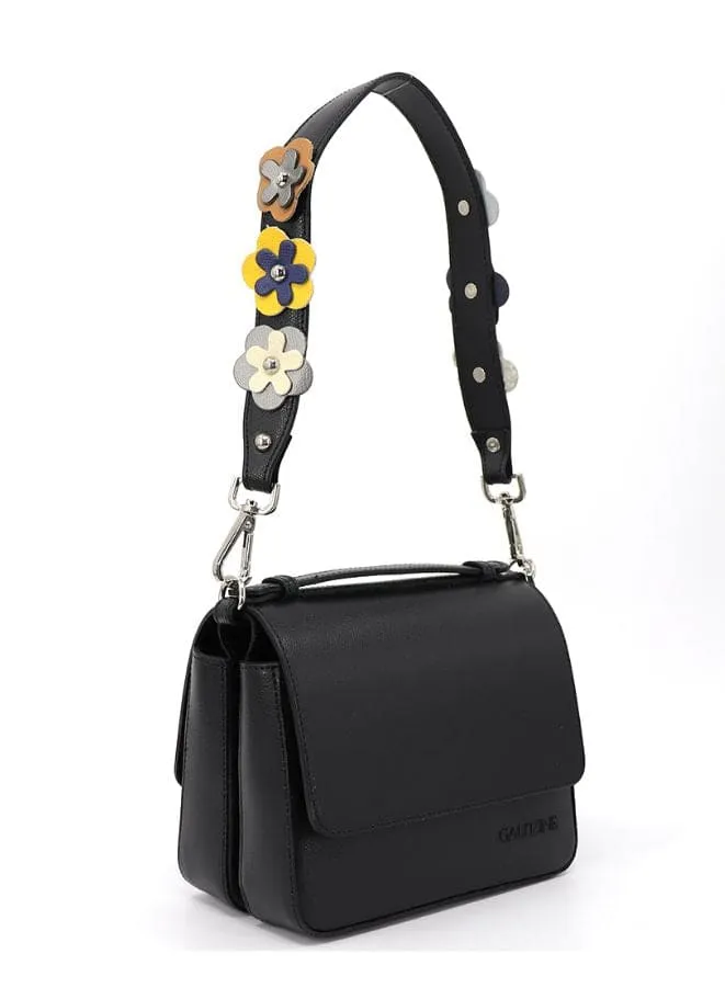 Galitzine Premium Quality Leather Satchel Bag with Adjustable Floral Strap