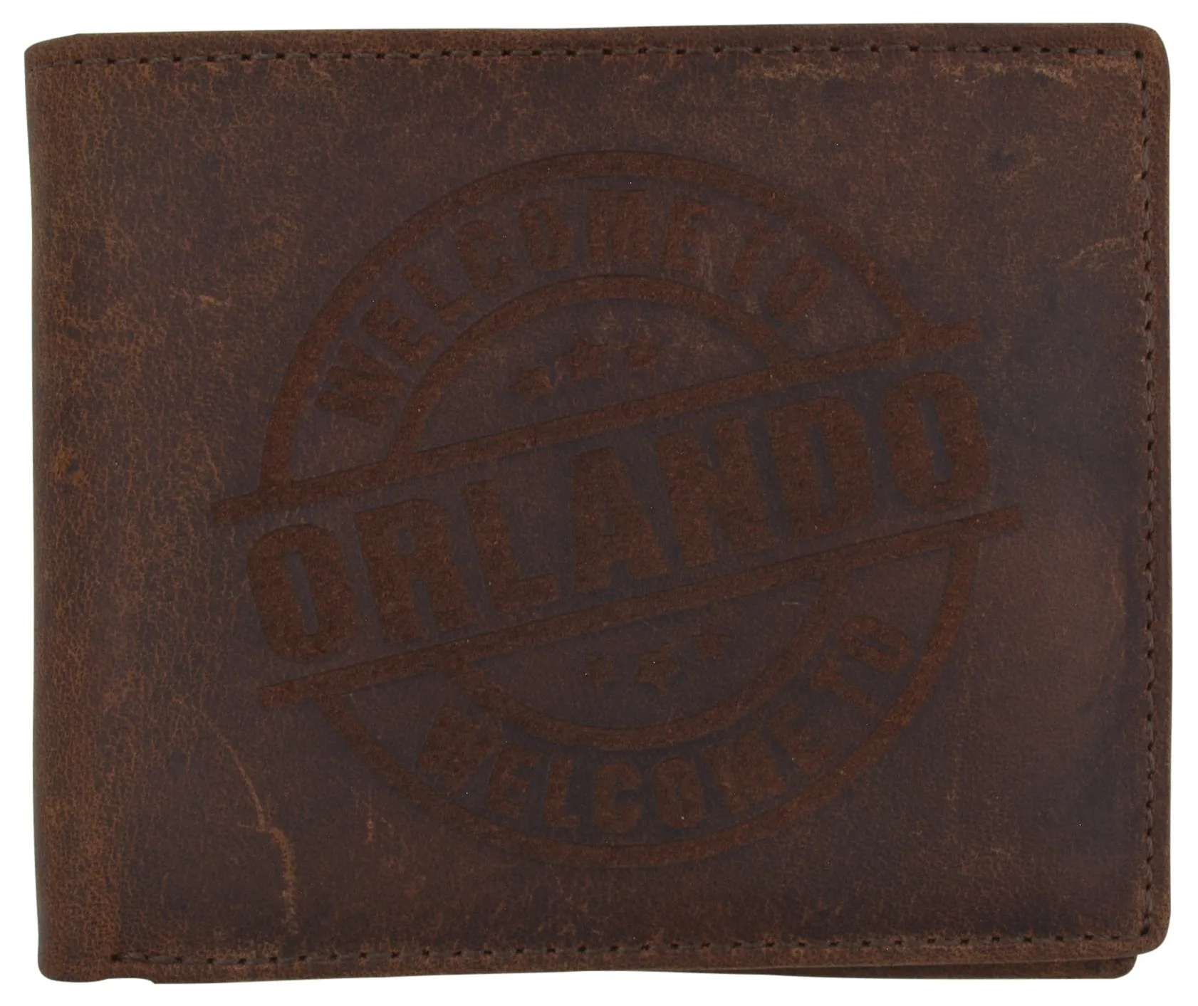 Genuine Leather Bifold Welcome to Orlando RFID Men's Wallet /53HTC Orlando 1