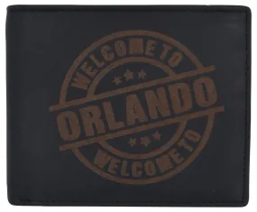 Genuine Leather Bifold Welcome to Orlando RFID Men's Wallet /53HTC Orlando 1