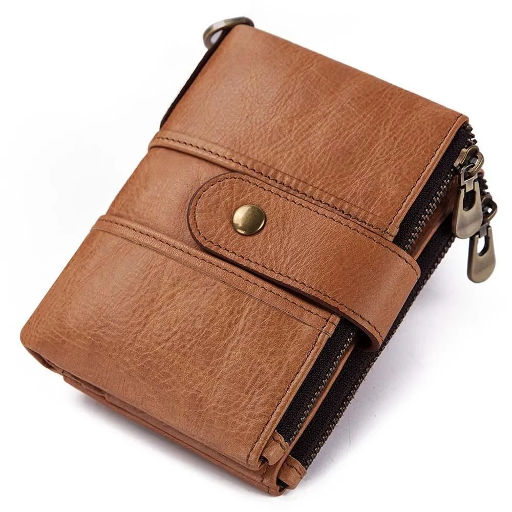 Genuine Leather Rfid Unisex Wallet / Short Mini Cash And Card Portomonee