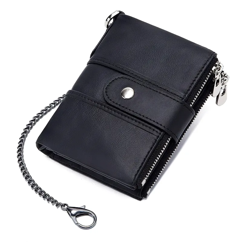 Genuine Leather Rfid Unisex Wallet / Short Mini Cash And Card Portomonee