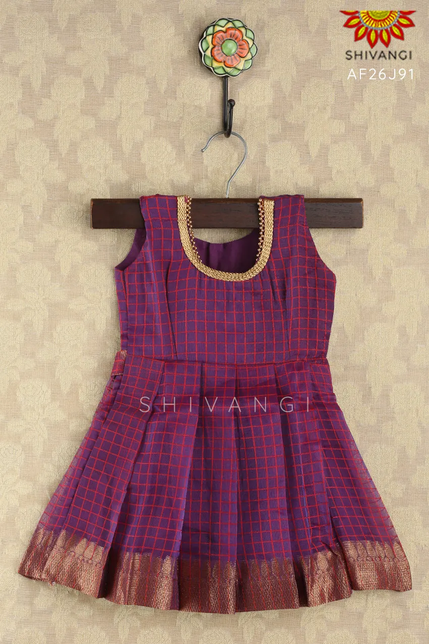 Girl Maroon Tissue Baby Frock