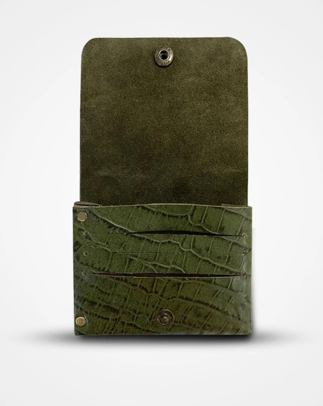 GREEN CROC PRINT NATIVE BATUA - SLIM LEATHER WALLET