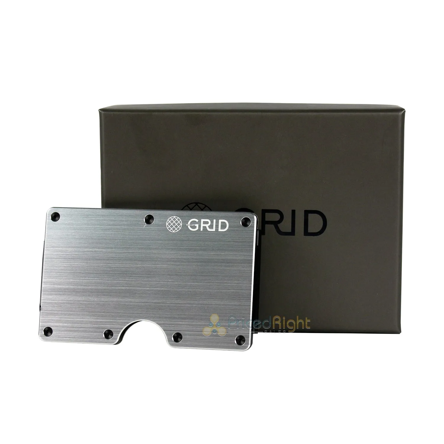 GRID Wallet Silver Aluminum Lightweight Card Holder w/ Money Clip RFID Blocking