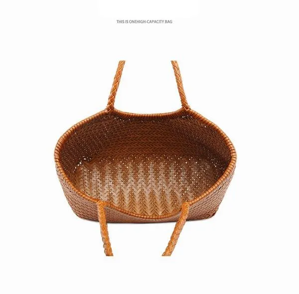 Hand-woven 100% Genuine Leather Vintage Shopping Bag