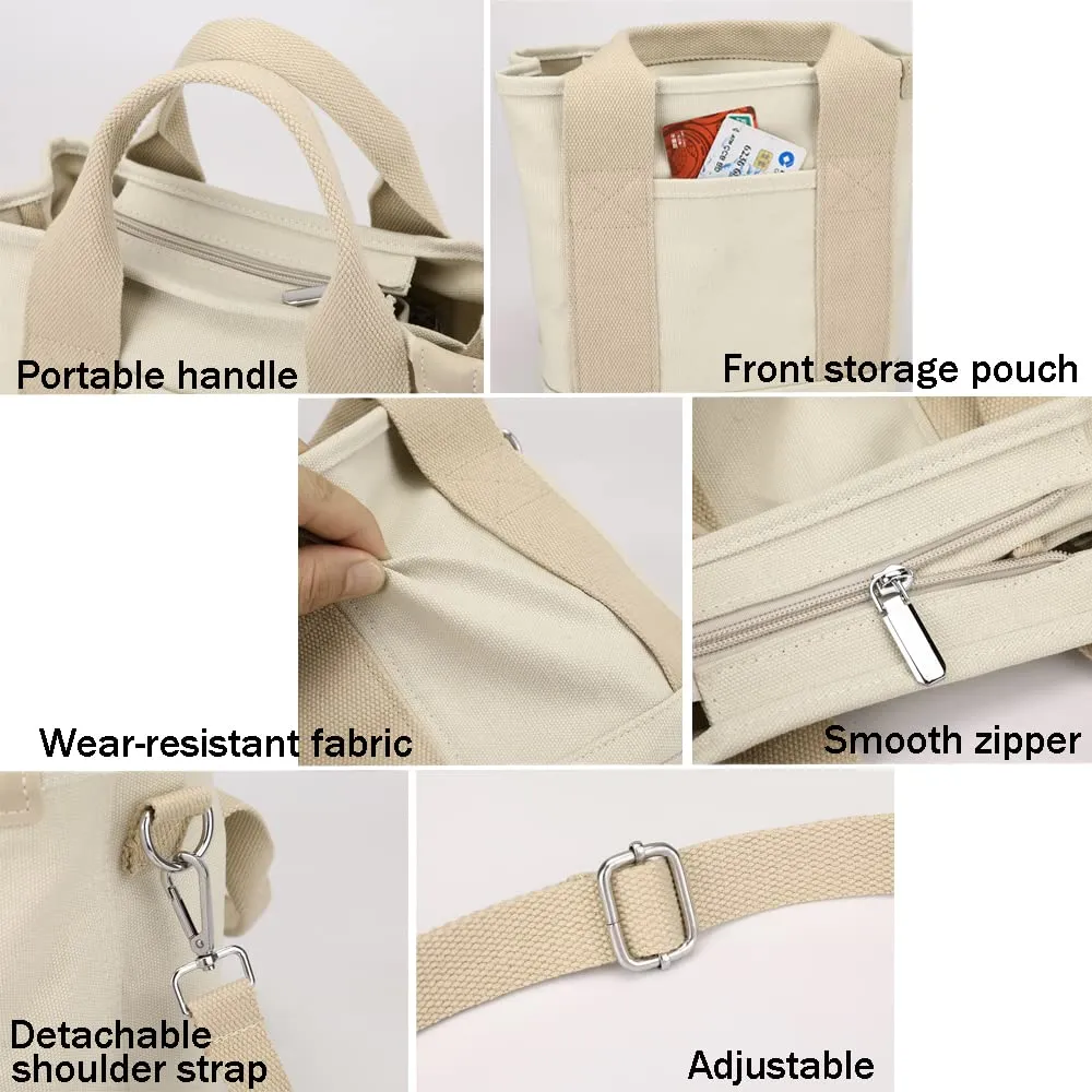 Handbag with Zipper Women Canvas Bag Top Handle Satchel Bags Shoulder Bag