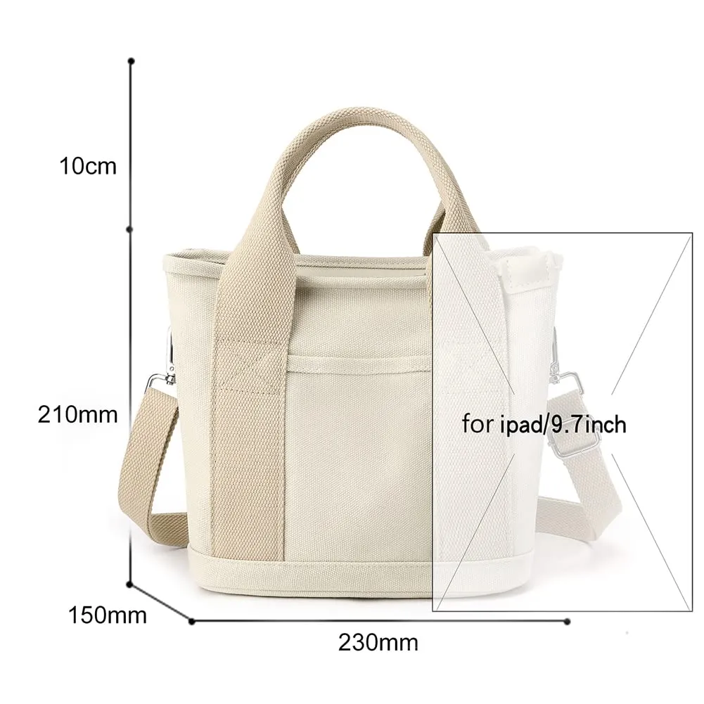 Handbag with Zipper Women Canvas Bag Top Handle Satchel Bags Shoulder Bag