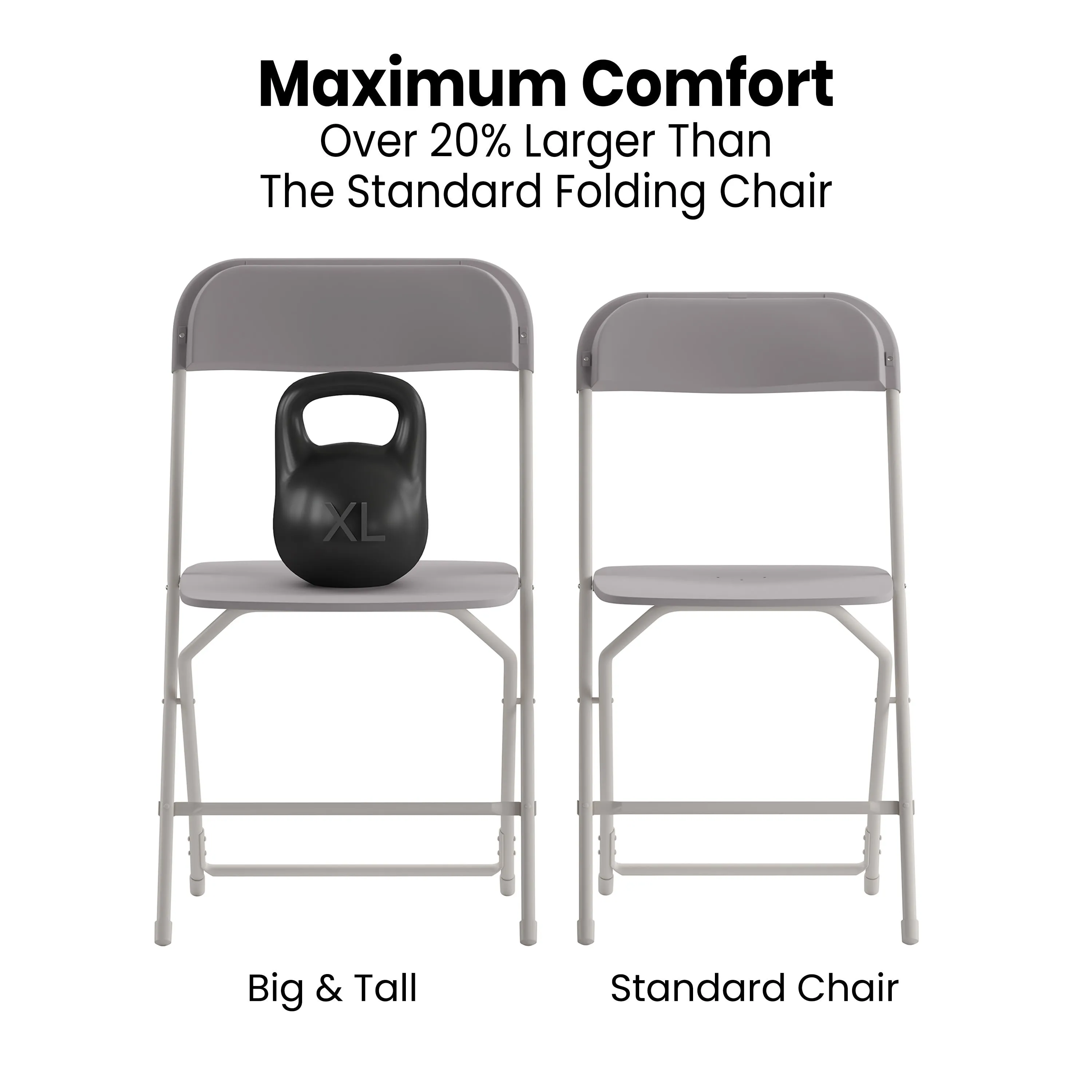 Hercules Big and Tall Commercial Folding Chair - Extra Wide 650LB. Capacity - Durable Plastic - 4-Pack