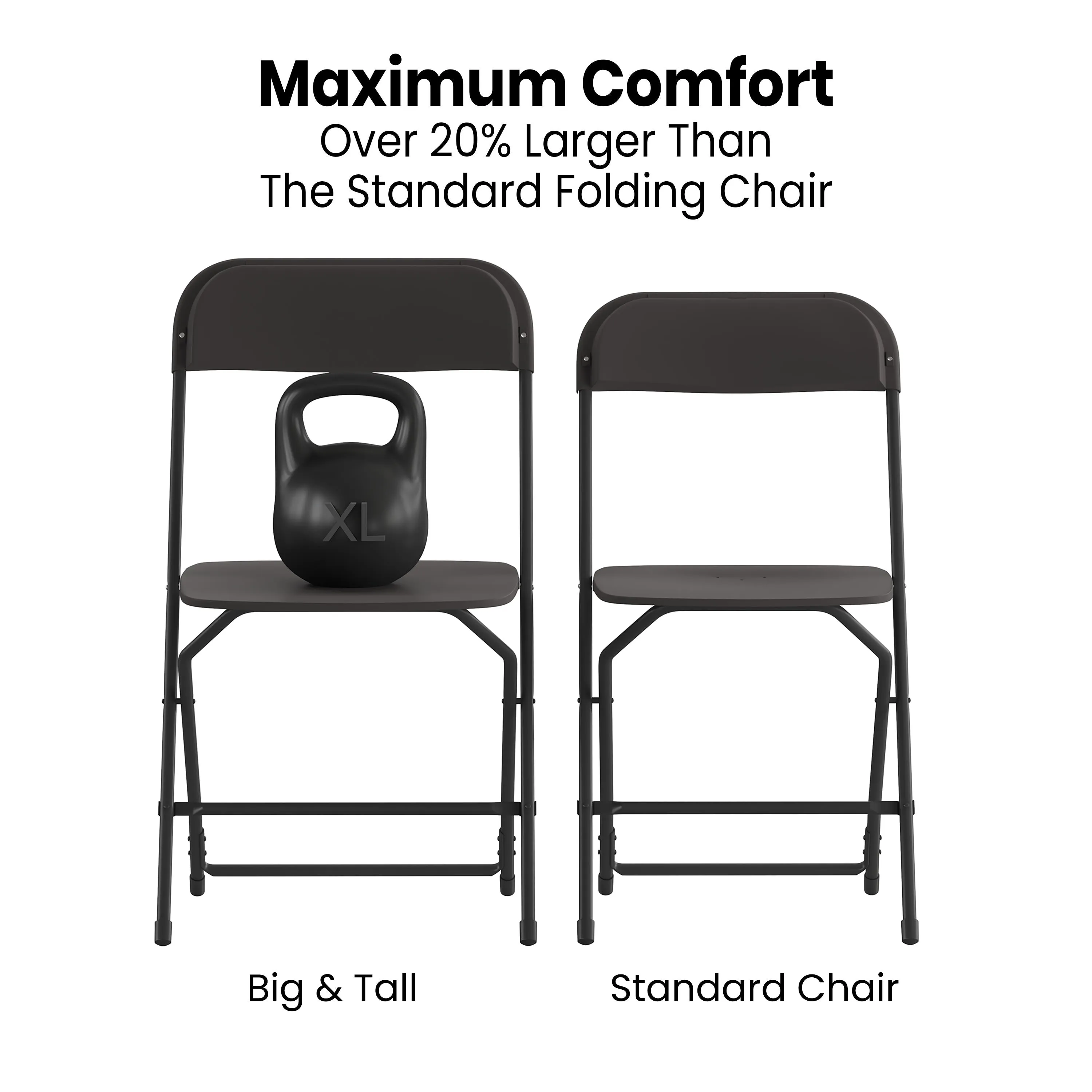 Hercules Big and Tall Commercial Folding Chair - Extra Wide 650LB. Capacity - Durable Plastic - 4-Pack