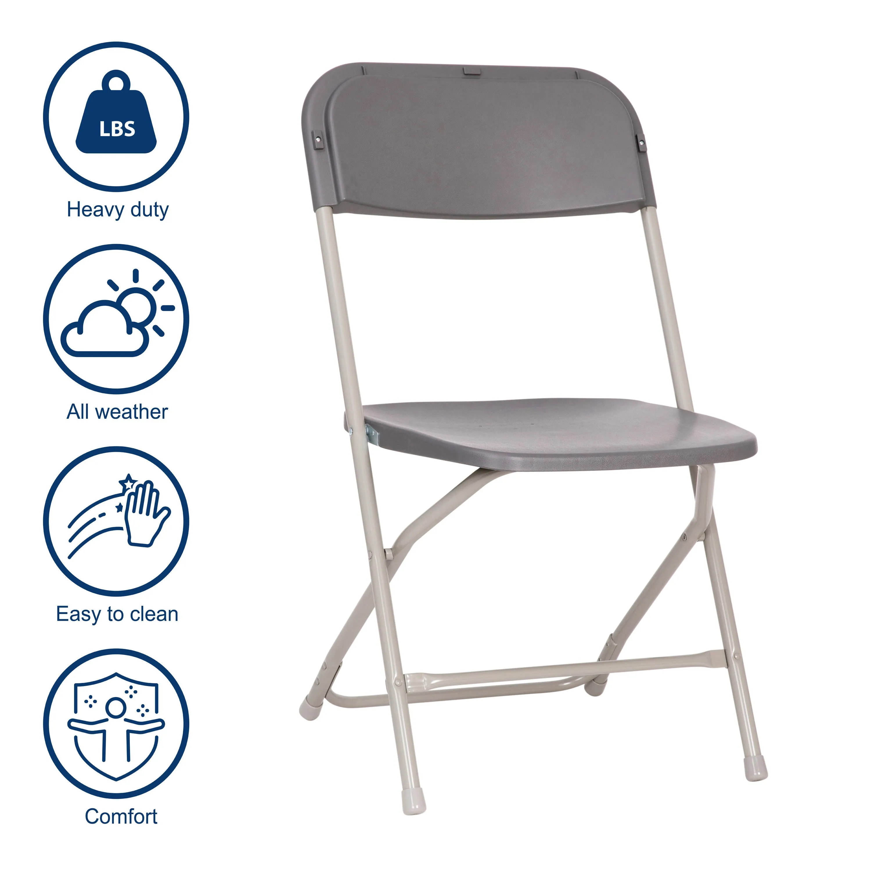 Hercules Big and Tall Commercial Folding Chair - Extra Wide 650LB. Capacity - Durable Plastic - 4-Pack