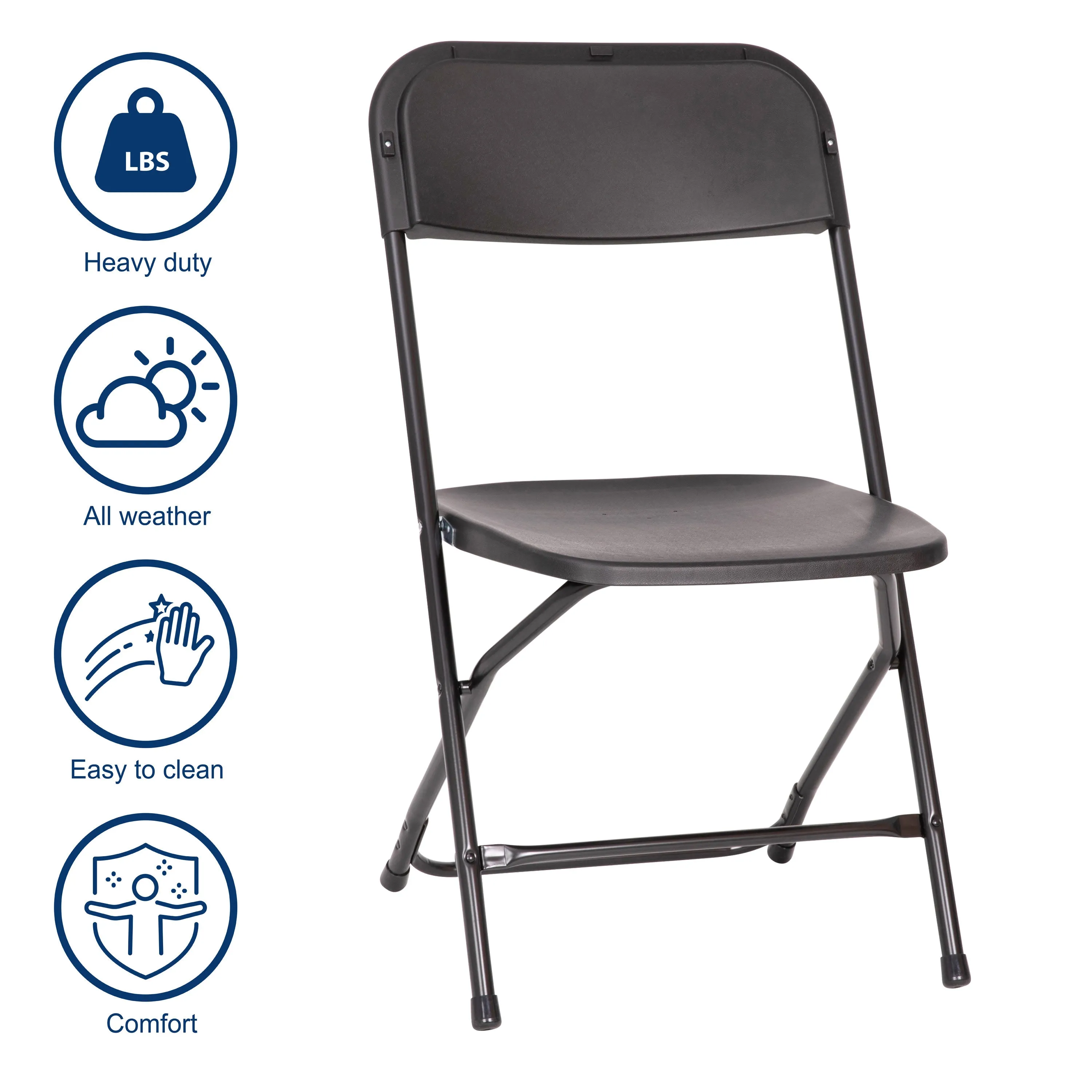 Hercules Big and Tall Commercial Folding Chair - Extra Wide 650LB. Capacity - Durable Plastic - 4-Pack