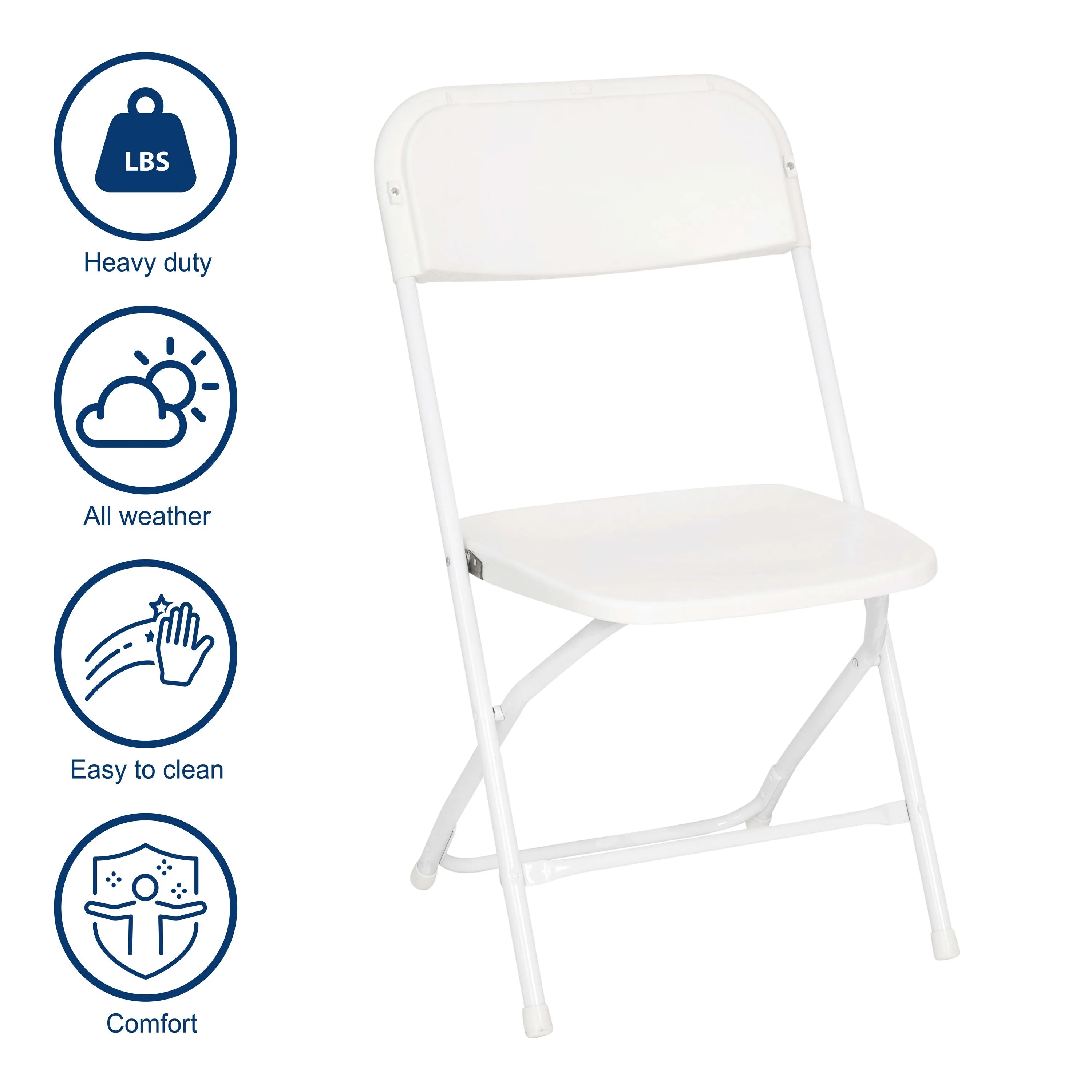 Hercules Big and Tall Commercial Folding Chair - Extra Wide 650LB. Capacity - Durable Plastic - 4-Pack