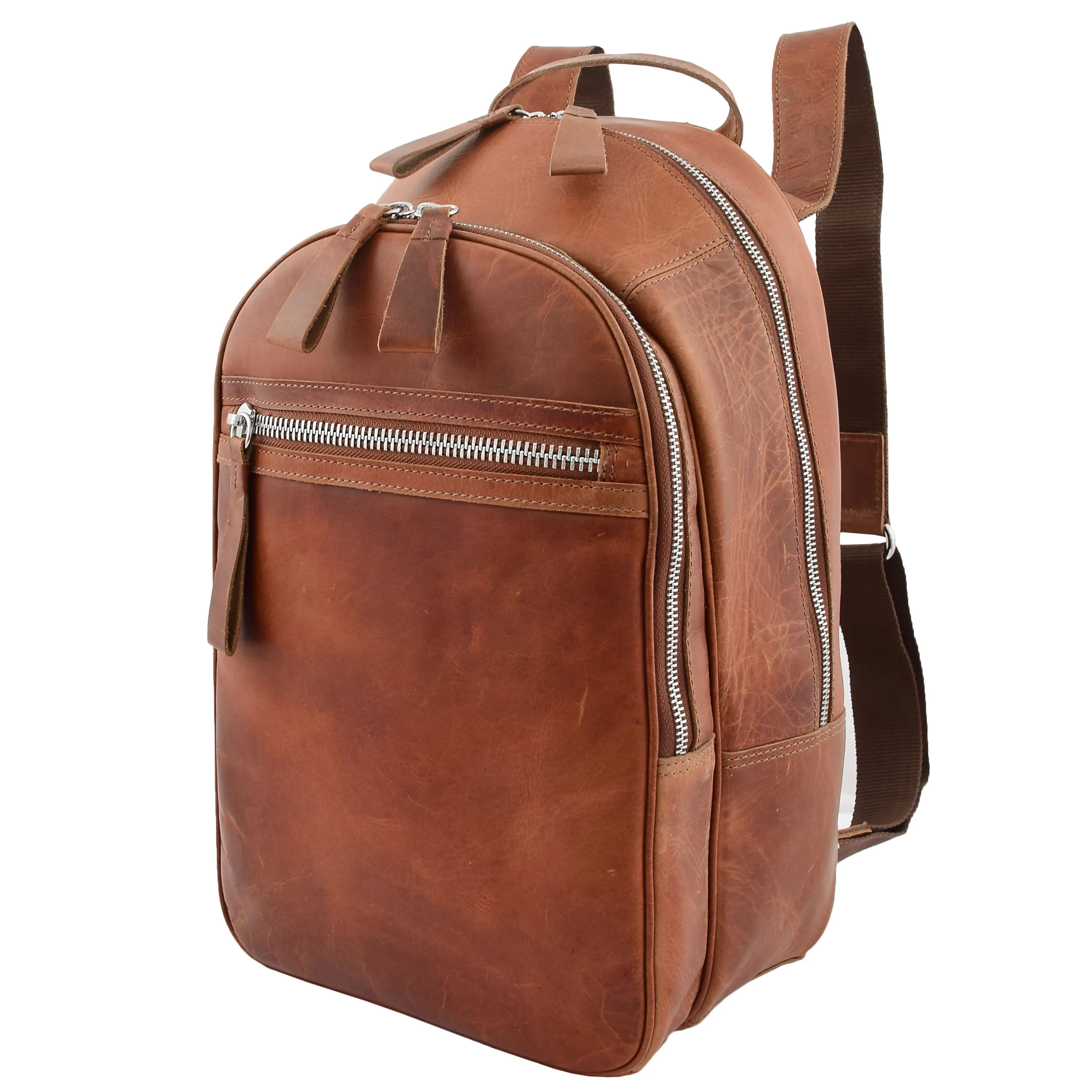 High Quality Genuine Tan Leather Backpack Large Size Work Casual Travel Bag Trek