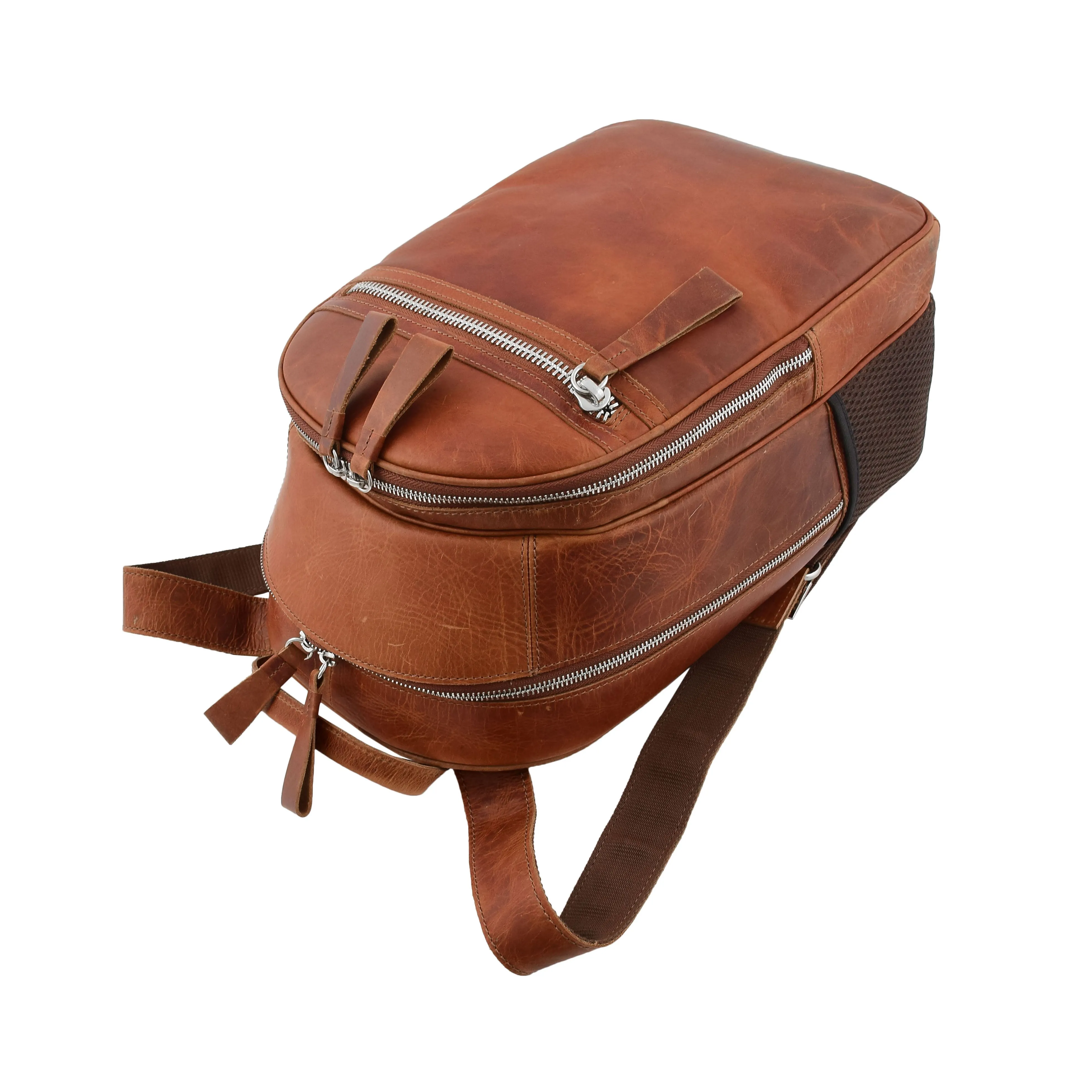 High Quality Genuine Tan Leather Backpack Large Size Work Casual Travel Bag Trek