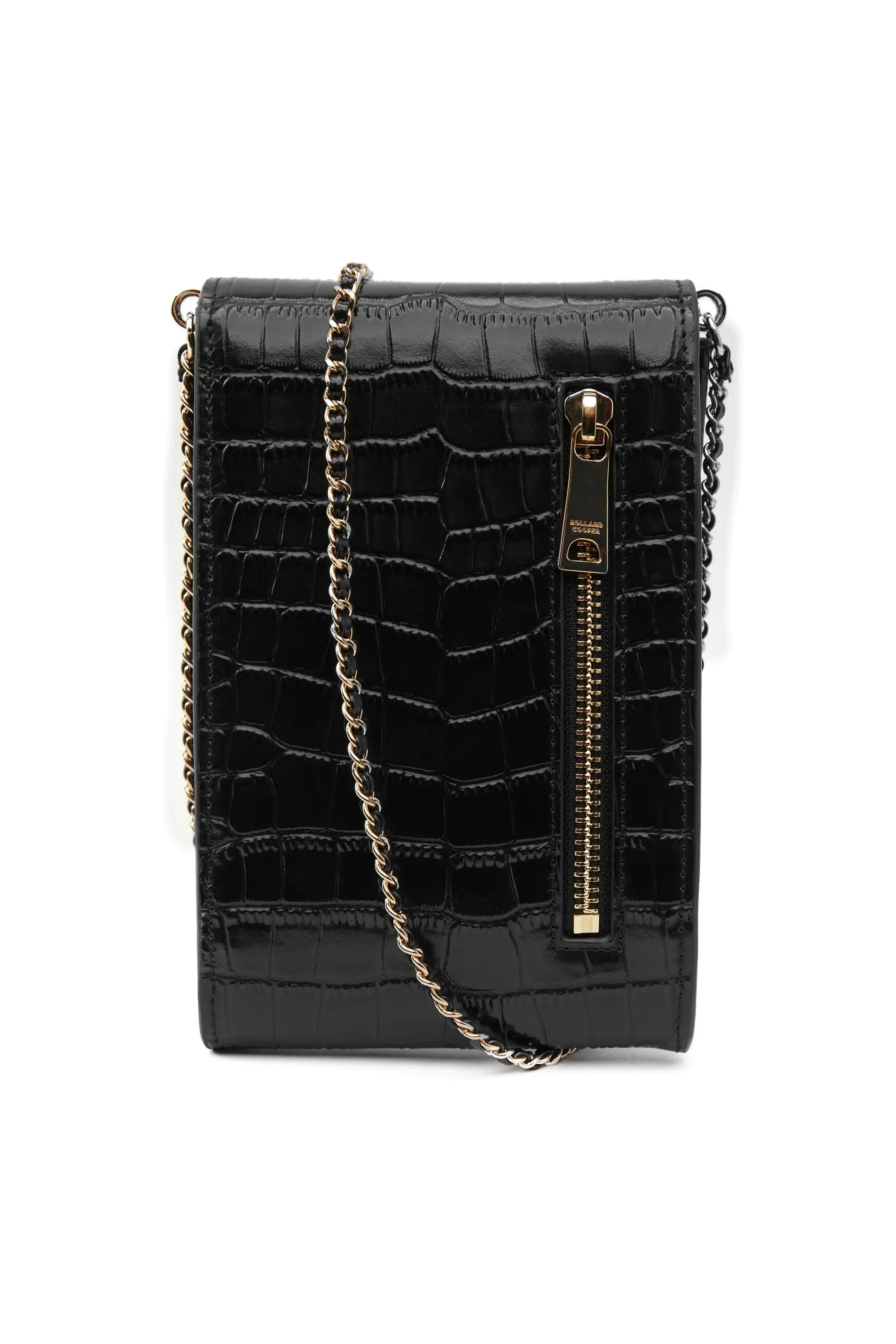 Holland Cooper Knightsbridge Ladies Phone Pouch in Black Croc