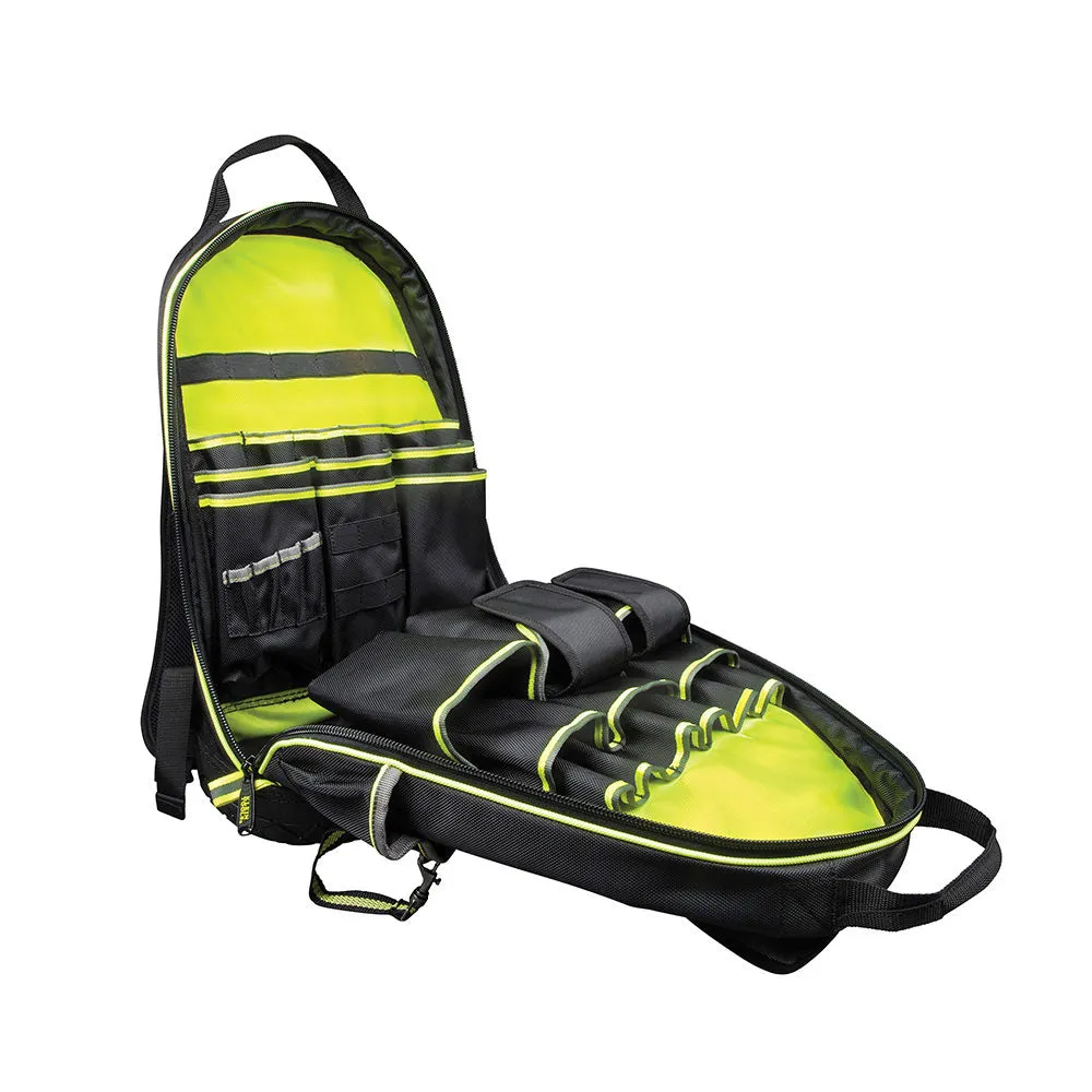 Klein Tools 55597 Tradesman Pro Tool Bag Backpack, 39 Pockets, Hi Viz, 20"