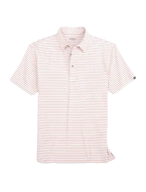 Knox Stripe Perf Polo Red