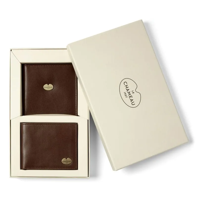 Le Chameau Bifold Wallet & Licence Wallet Gift Set - Marron Foncé