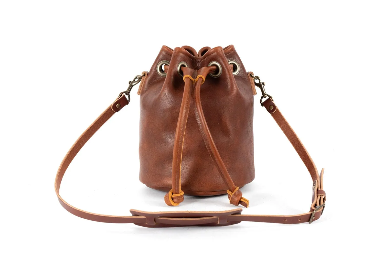 LEATHER BUCKET BAG - MEDIUM - SADDLE