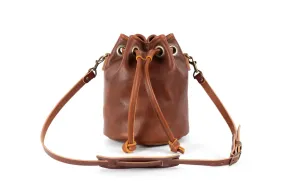 LEATHER BUCKET BAG - MEDIUM - SADDLE