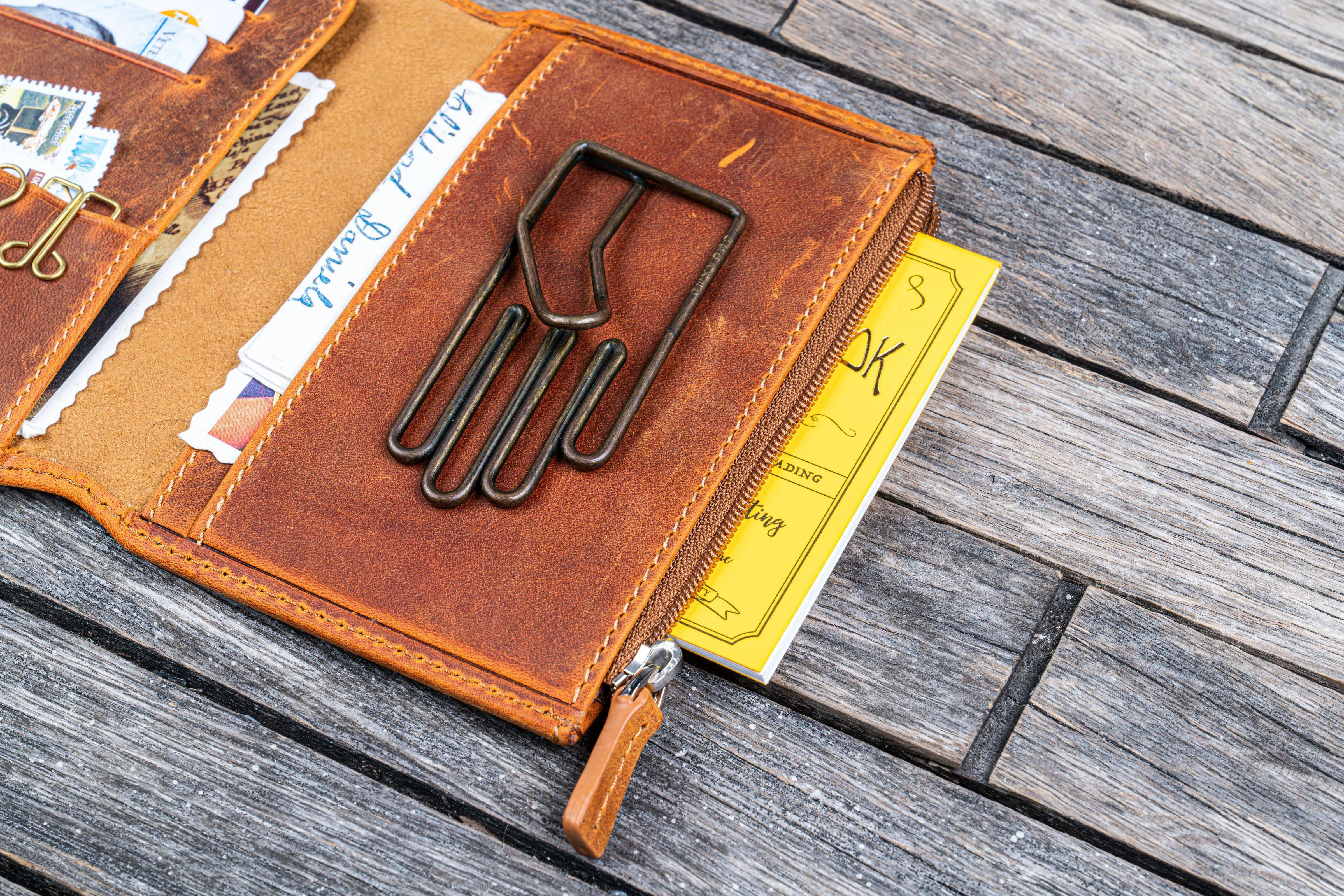 Leather Wallet Insert for Traveler's Notebook - Passport Size - Crazy Horse Brown