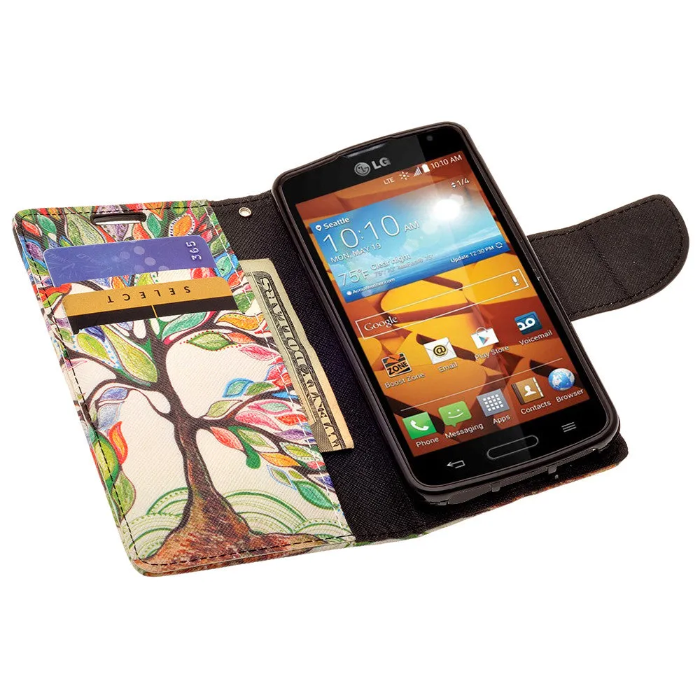 LG Volt Case,  LG LS740 Case Wrist Strap Pu Leather Magnetic Flip Fold[Kickstand] Wallet Case with ID & Card Slots for LG Volt - Colorful Tree