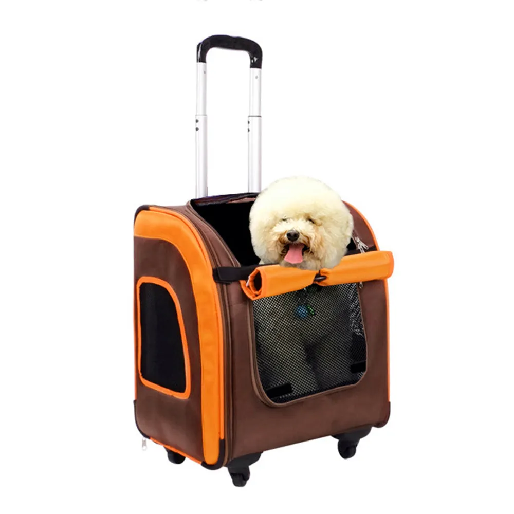 Liso Backpack Parallel Transport Pet Trolley- Orange/Brown by Ibiyaya