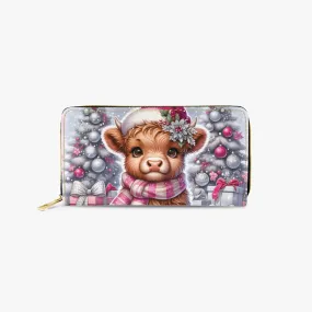 Long Type Zipper Purse, Christmas, Highland Cow, awd-1376