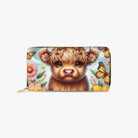 Long Type Zipper Purse, Highland Cow, awd-659