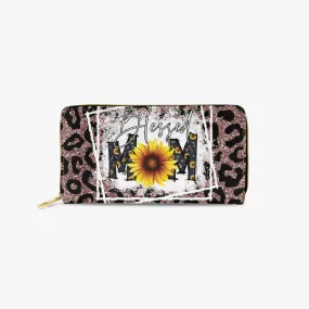 Long Type Zipper Purse - Leopard Print, Sunflower, Blessed Mum/Mom