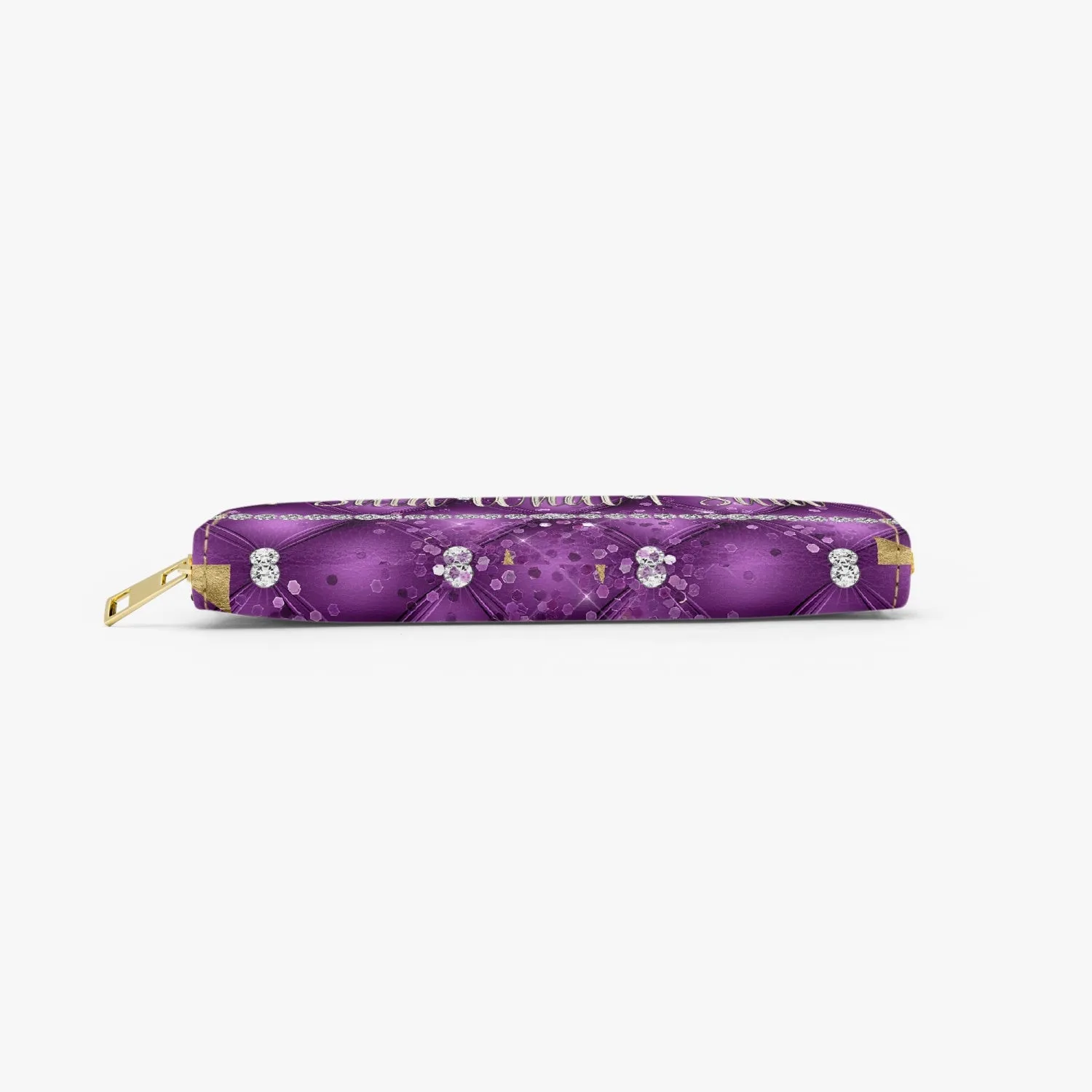 Long Type Zipper Purse - Purple Floral - Lips - I Said What I Said