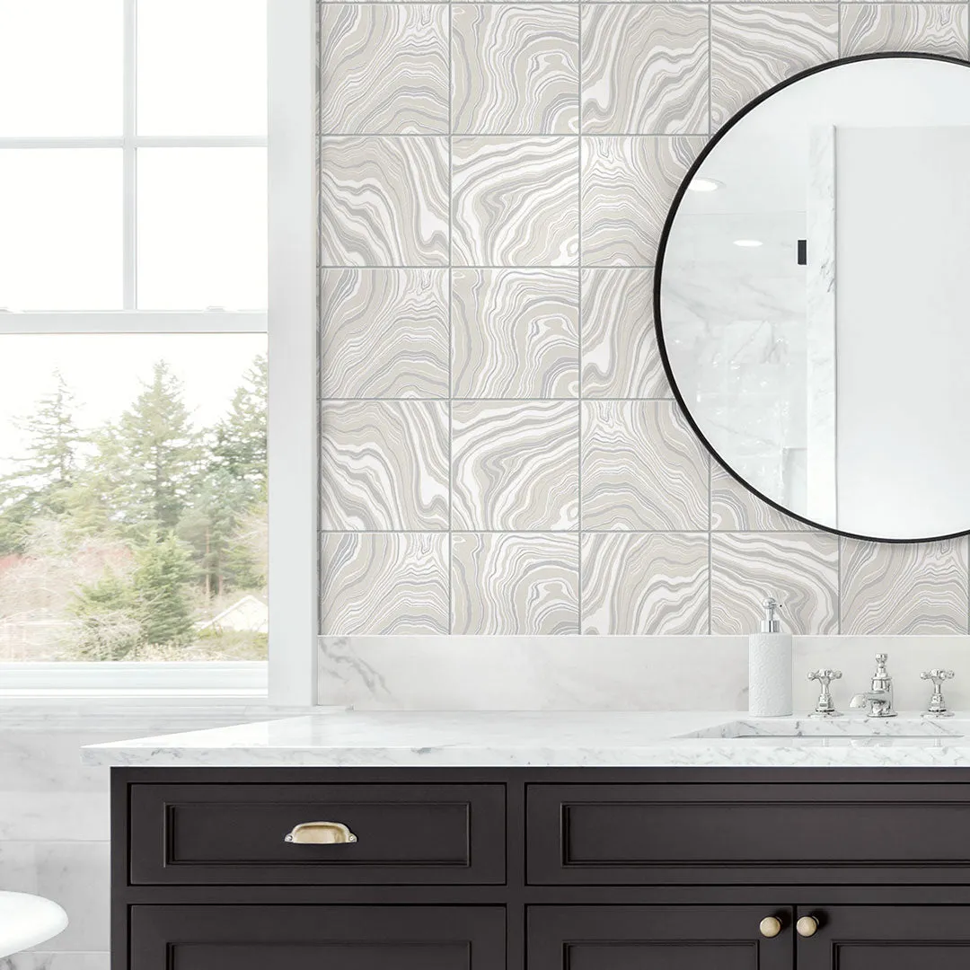 Marbled Tile Peel-and-Stick Luxe Haven Wallpaper