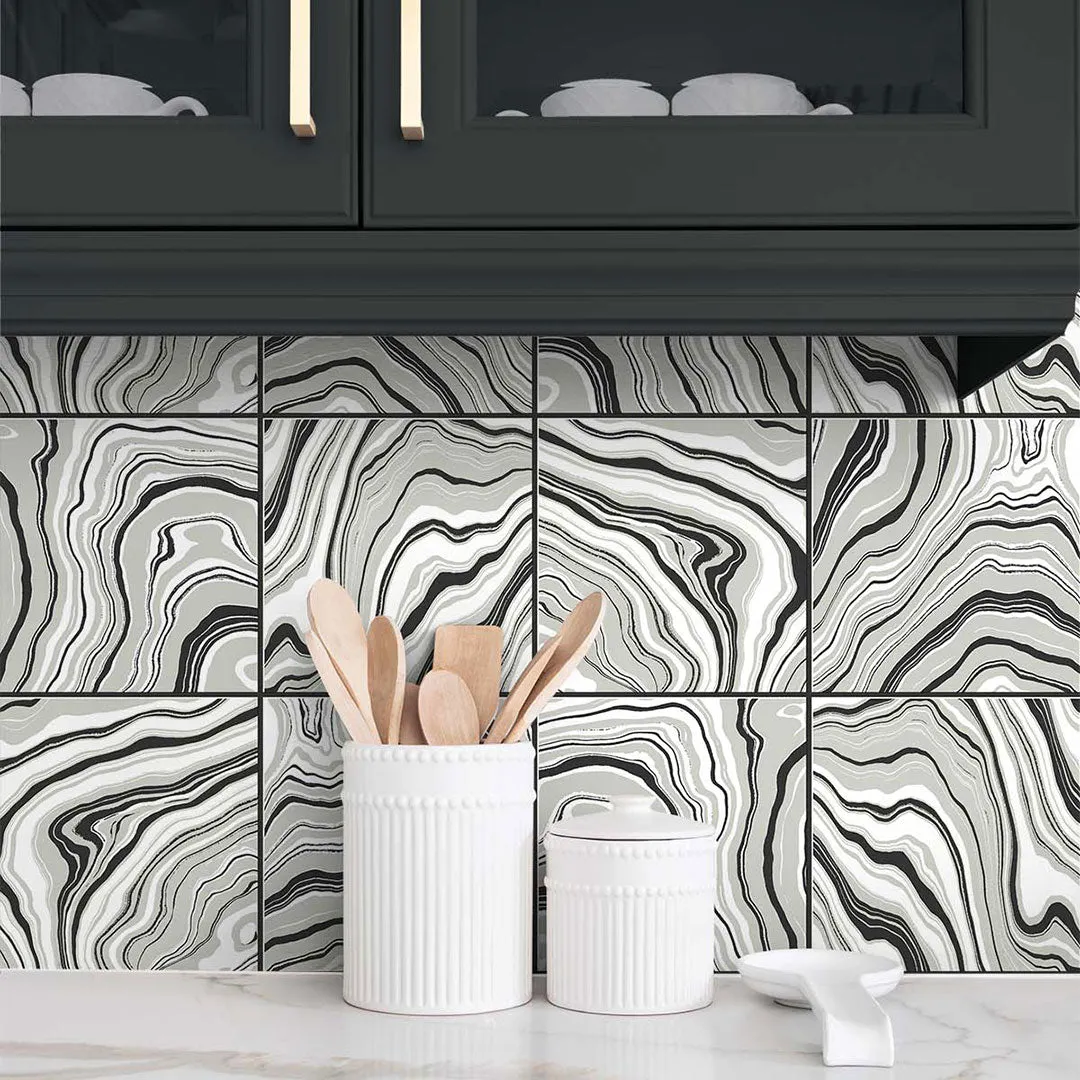 Marbled Tile Peel-and-Stick Luxe Haven Wallpaper