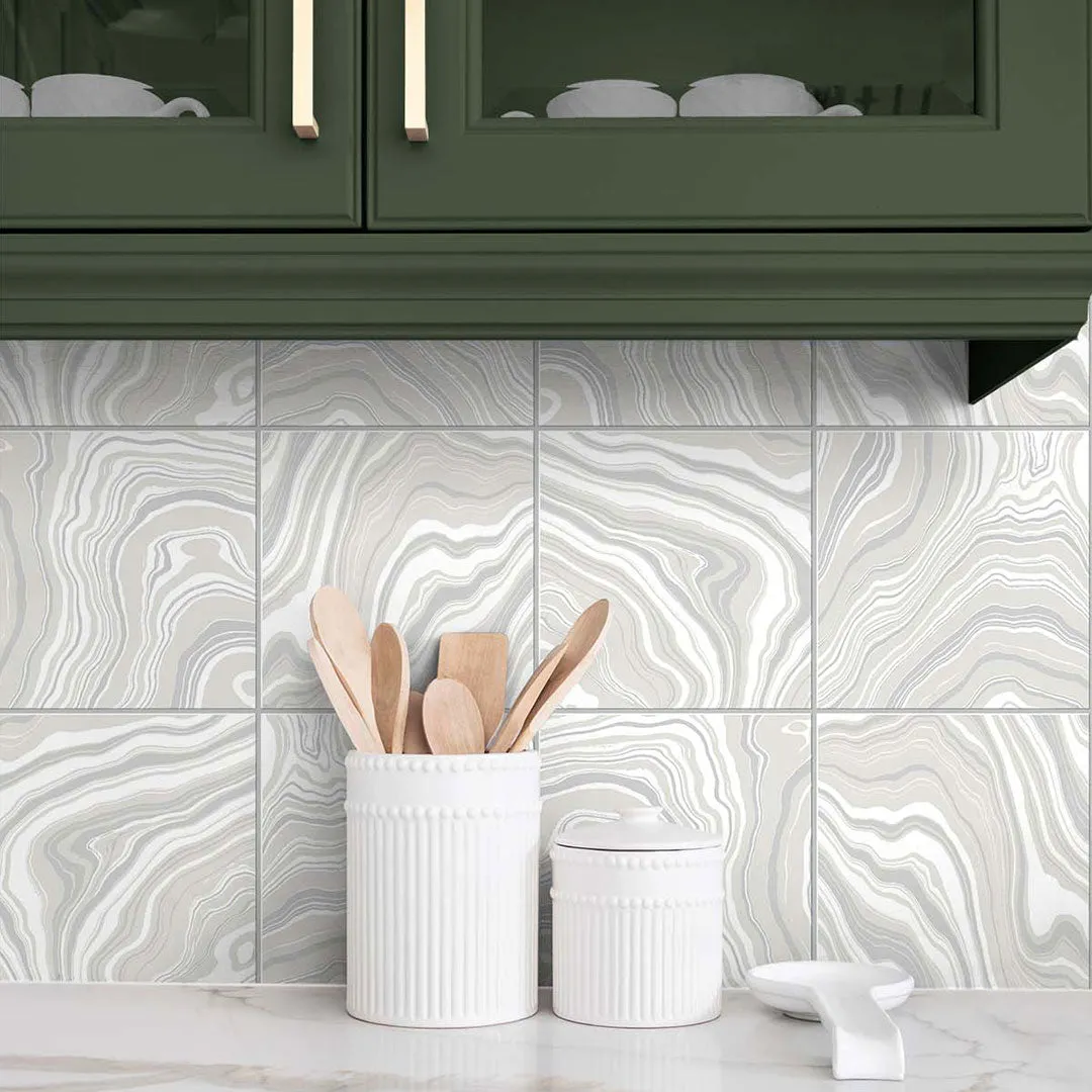 Marbled Tile Peel-and-Stick Luxe Haven Wallpaper