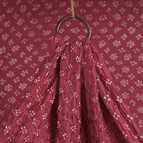 Maroon - Kutch Bandhani Tie-Dye Chanderi Silk Fabric