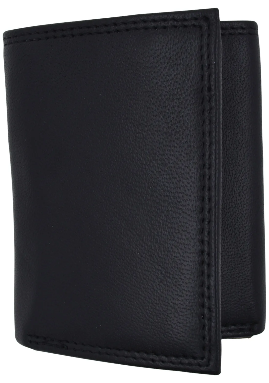 Marshal Genuine Leather Wallet Trifold with Pullout ID, Black