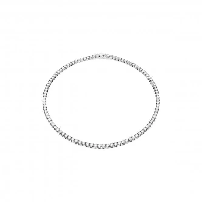 Matrix Rhodium Plated White Round Cut Tennis Necklace 5661257