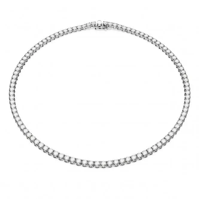 Matrix Rhodium Plated White Round Cut Tennis Necklace 5661257