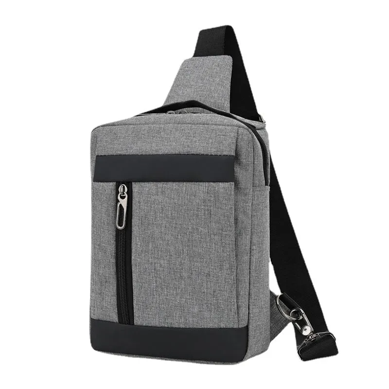 Men Oxford Large Capacity Chest Bag Casual Multifunction Earphone Hole Design Crossbody Bag Shoulder Bag