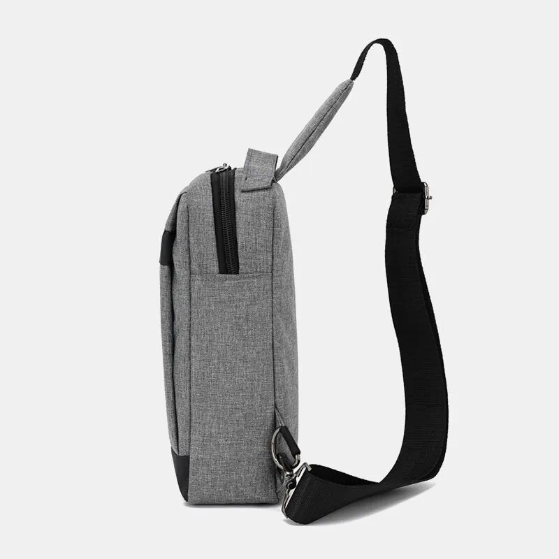 Men Oxford Large Capacity Chest Bag Casual Multifunction Earphone Hole Design Crossbody Bag Shoulder Bag