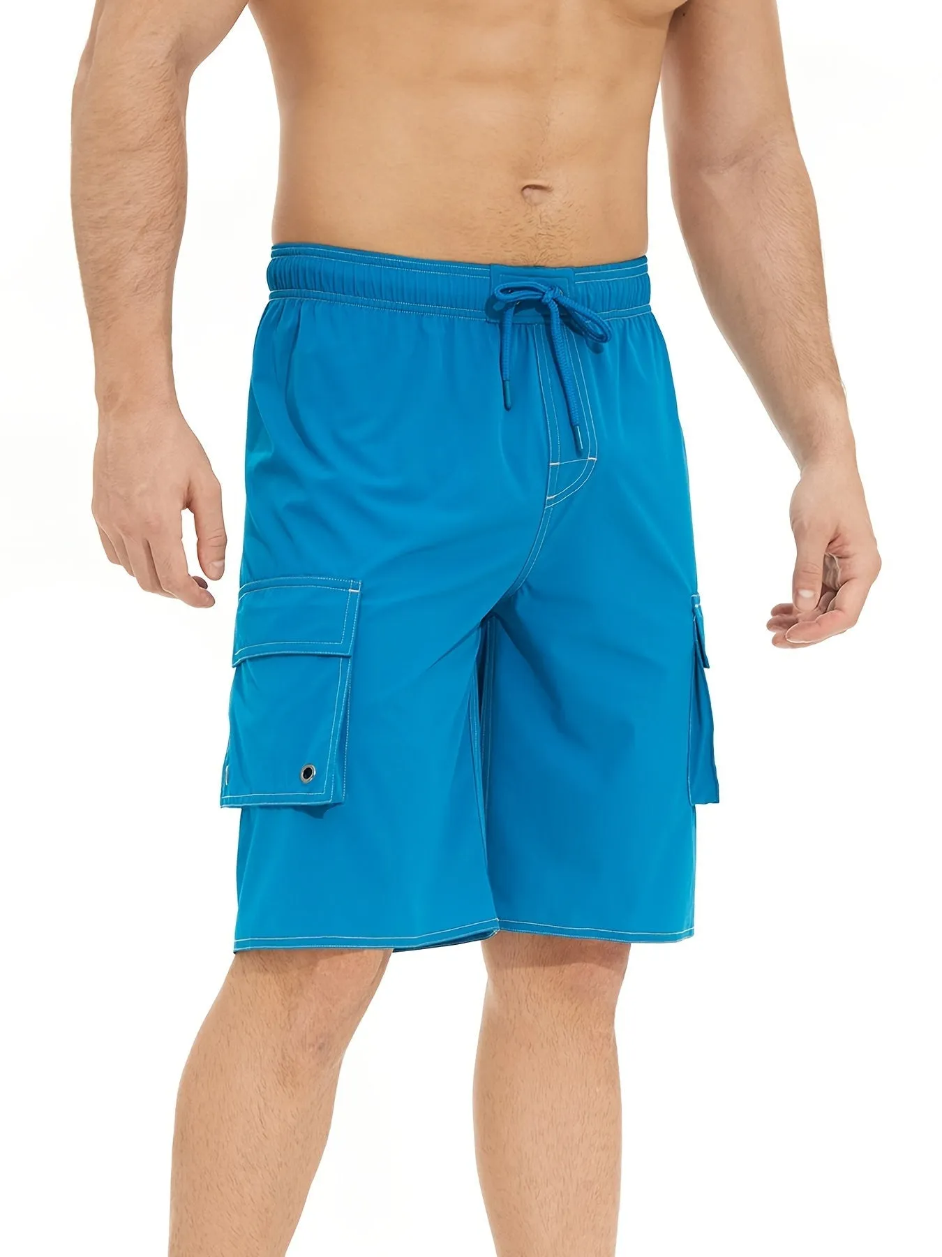 Men's Quick Dry Beach Casual Swimwear With Flap Pockets For Summer