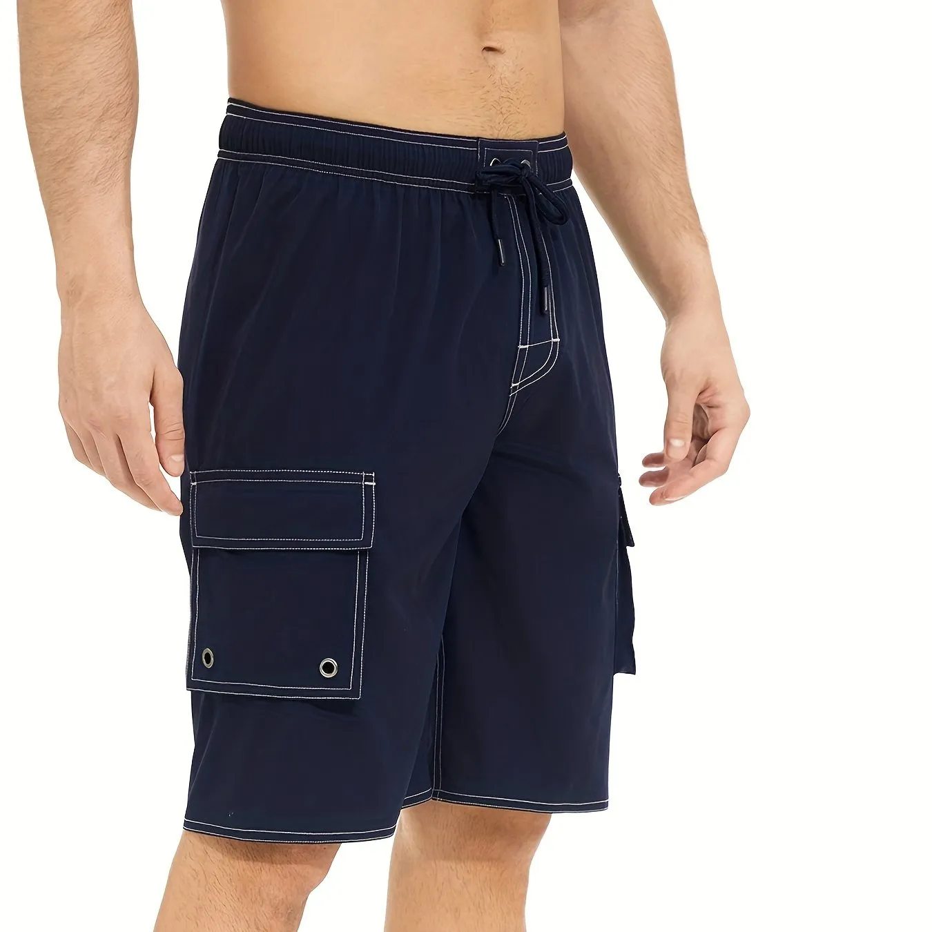 Men's Quick Dry Beach Casual Swimwear With Flap Pockets For Summer