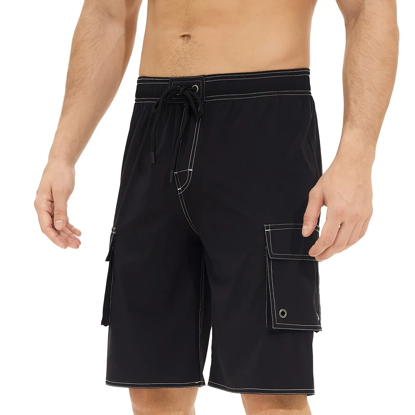 Men's Quick Dry Beach Casual Swimwear With Flap Pockets For Summer