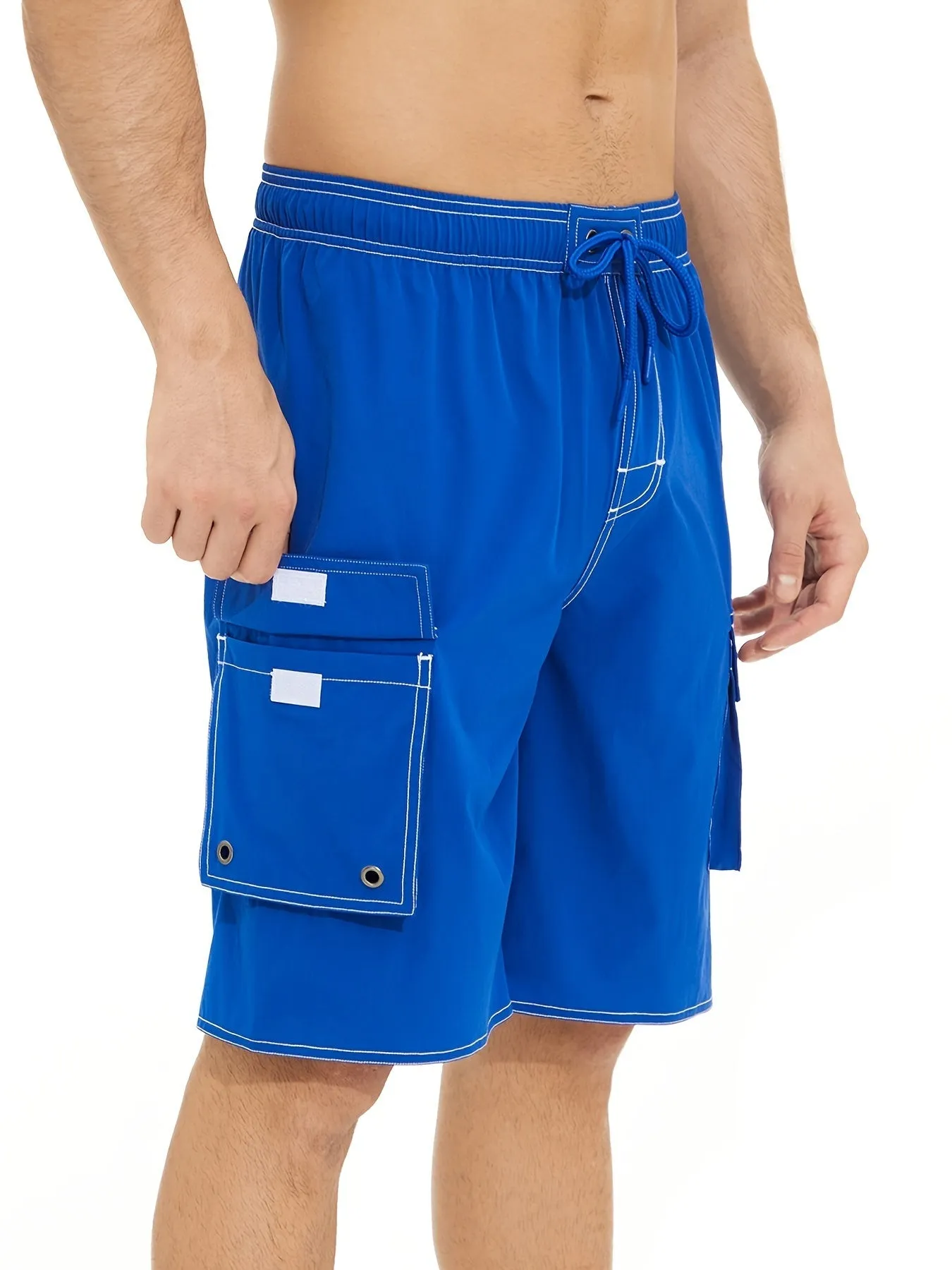 Men's Quick Dry Beach Casual Swimwear With Flap Pockets For Summer